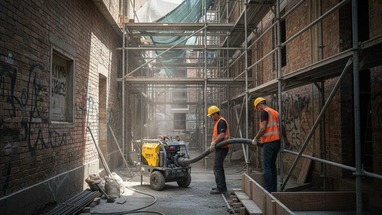 découvrez les avantages d'utiliser une mini-pompe à béton pour les accès difficiles et informez-vous sur les tarifs de location adaptés à vos besoins de chantier.