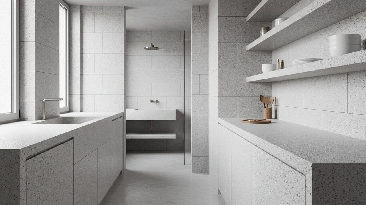 découvrez le béton cellulaire siporex, idéal pour la création de meubles de cuisine ou de salle de bains robustes, légers et faciles à travailler.