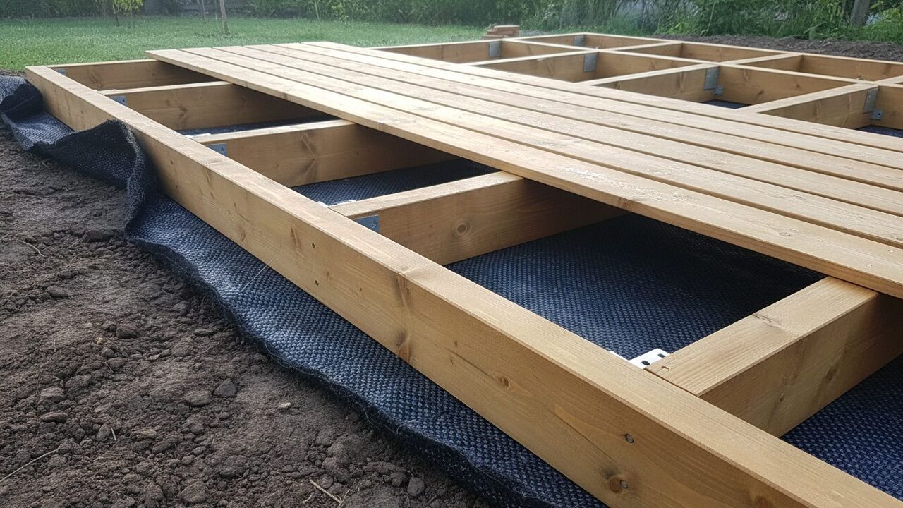 découvrez comment aménager une terrasse en bois sur terre battue avec l'utilisation de géotextile et une structure adaptée pour assurer stabilité et durabilité.