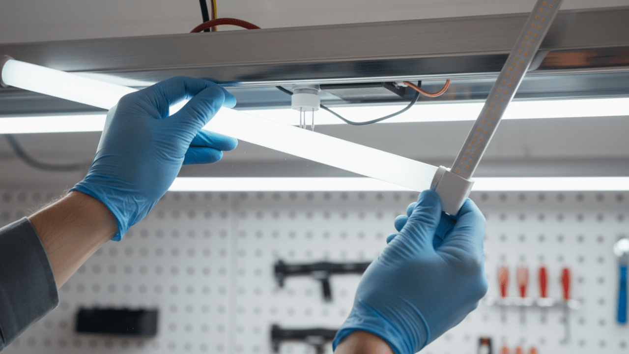 apprenez à remplacer un néon classique par un tube led facilement, que votre installation ait un starter ou non, pour une éclairage plus économique et performant.