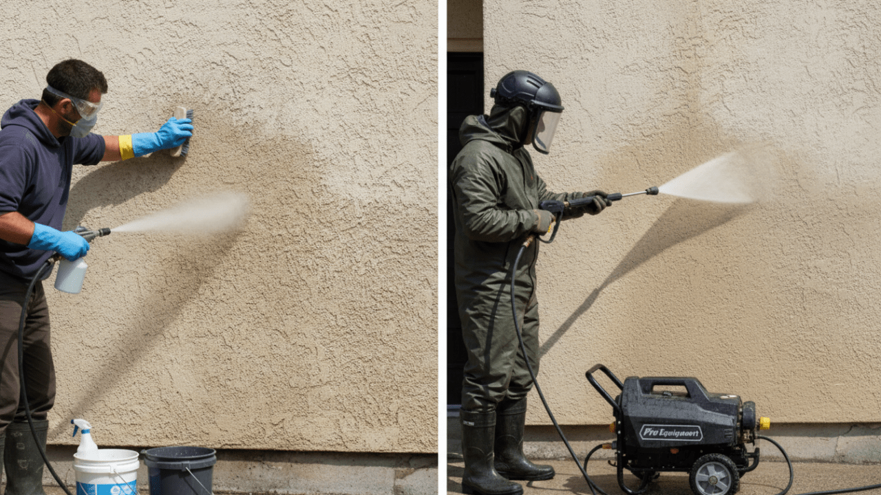 découvrez comment nettoyer efficacement une façade en crépi sans l'endommager, avec un comparatif entre l'utilisation de la javel et des produits professionnels.