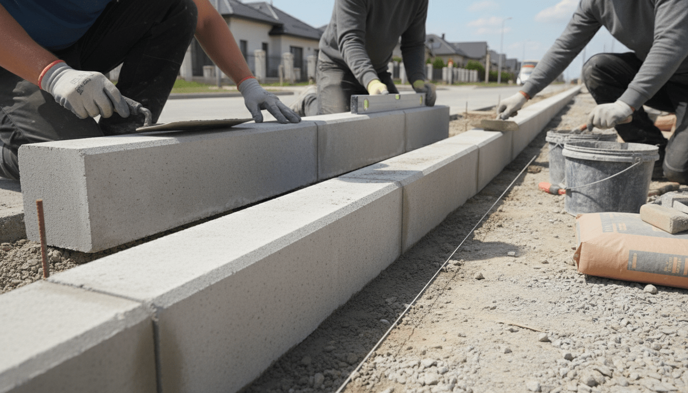 Pose de bordures béton P1 Scellement et alignement Domindo — free download