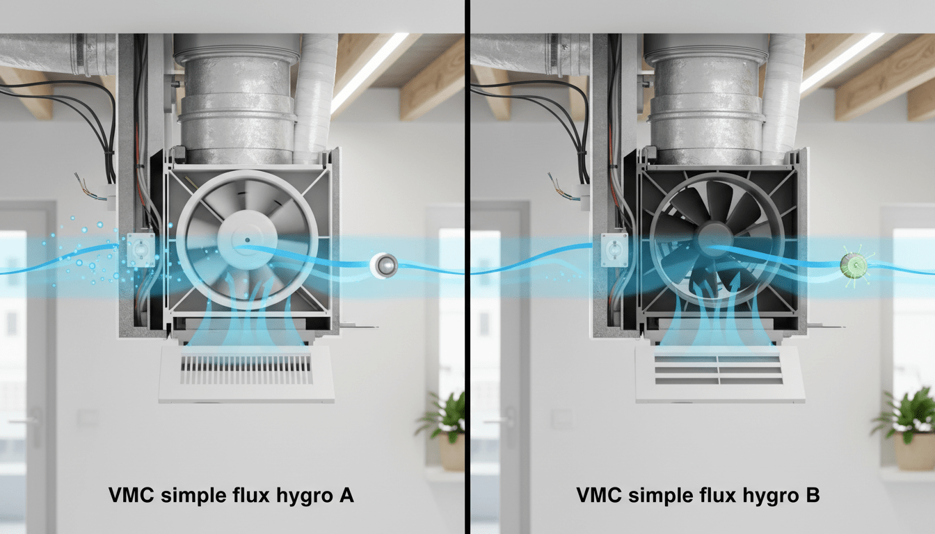 VMC simple flux hygro A ou B : Différences et économies - Domindo