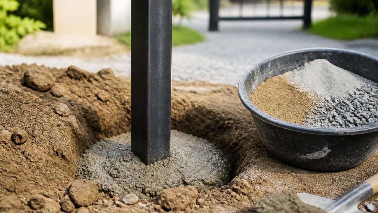 découvrez comment réaliser le dosage idéal du béton pour sceller solidement un poteau de portail, garantissant stabilité et durabilité.