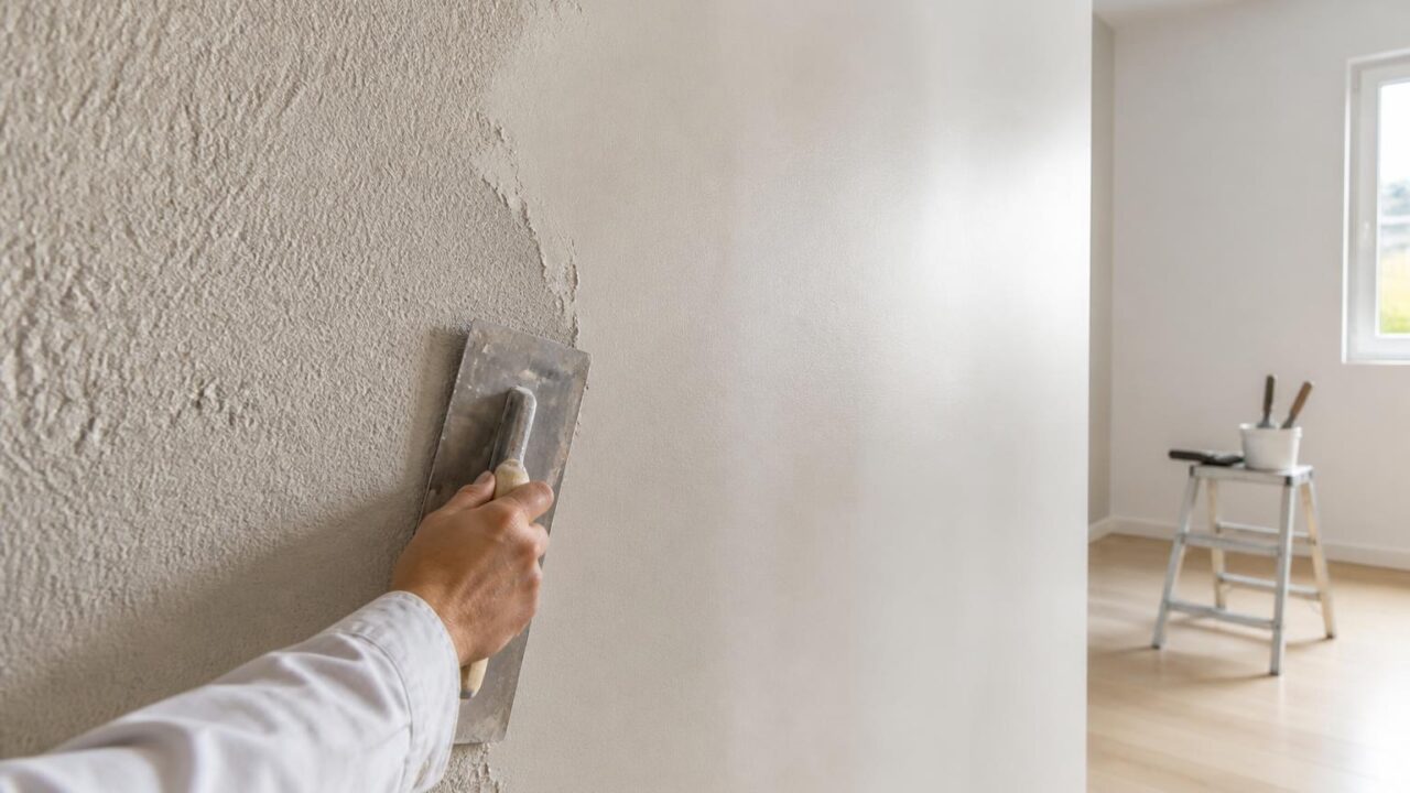 apprenez la méthode efficace pour appliquer un enduit de lissage sur un crépi intérieur et obtenir un mur parfaitement lisse et prêt à peindre.