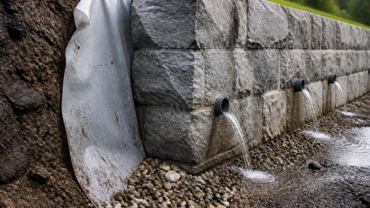 découvrez comment drainer efficacement un mur de soutènement grâce à l'utilisation de barbacanes et de géotextiles pour assurer sa stabilité et prévenir les infiltrations d'eau.