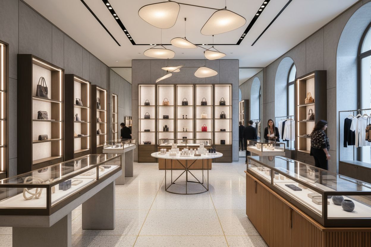 Mobilier commercial sur mesure Someva en bois dans un point de vente, présentoirs et agencement de magasin